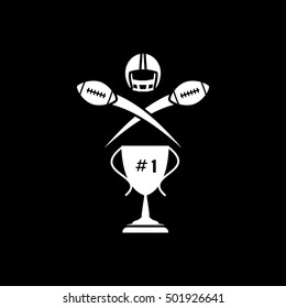 American Football Cup Emblem Flat Icon On Black Background