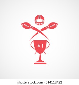 American Football Cup Emblem Red Flat Icon On White Background