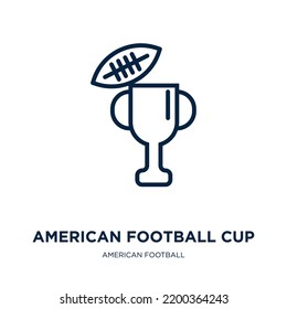 american football cup icon from american football collection. Thin linear american football cup, whistle, cup outline icon isolated on white background. Line vector american football cup sign, symbol