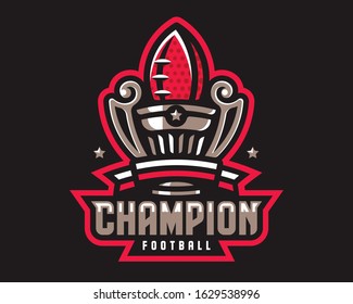American football cup logo design. Rugby emblem tournament template editable for your design.