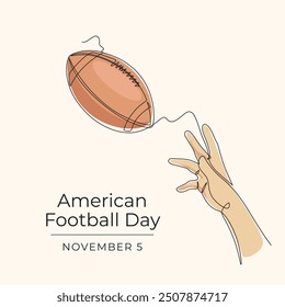 American Football Day vector design template good for celebration usage. American Football Day design. Continuous line drawing. eps 10. 