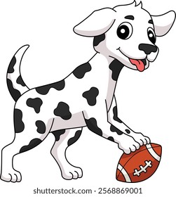American Football Dog Playing Cartoon Clipart