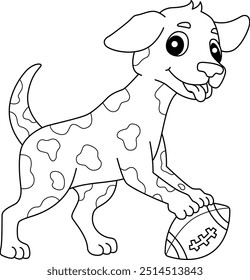 American Football Dog Playing Isolated Coloring 
