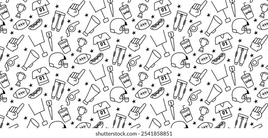 american football doodle cute hand drawing seamless pattern background	