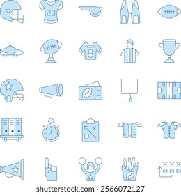 American football duotone vector icons pack