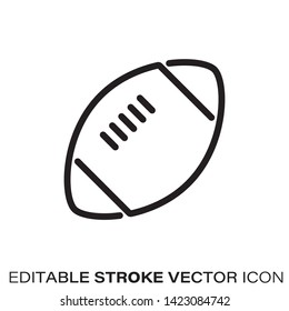 American football egg line icon. Outline symbol of sports and education. Editable stroke flat vector illustration.