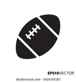Icono negro sólido del huevo de fútbol americano. Símbolo glifo de los deportes y equipos de equipo. Ilustración vectorial plana de juego de bolas.