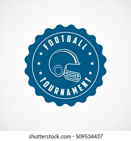 American Football Emblem Blue Flat Icon On White Background