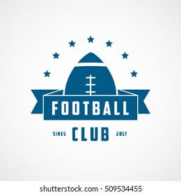 American Football Emblem Blue Flat Icon On White Background