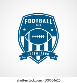 American Football Emblem Blue Flat Icon On White Background