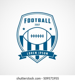 American Football Emblem Blue Line Icon On White Background