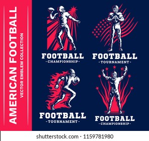 American football emblem collections, designs templates on a dark background