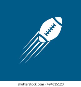 American Football Emblem Flat Icon On Blue Background