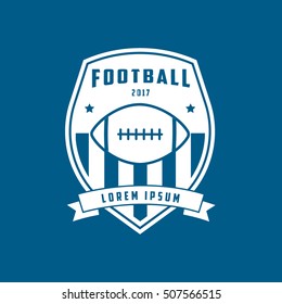 American Football Emblem Flat Icon On Blue Background