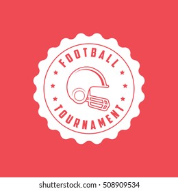 American Football Emblem Flat Icon On Red Background