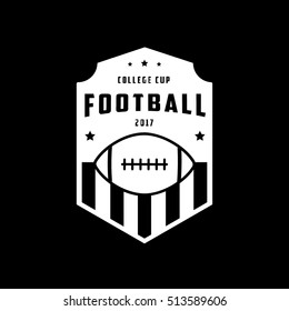 American Football Emblem Flat Icon On Black Background