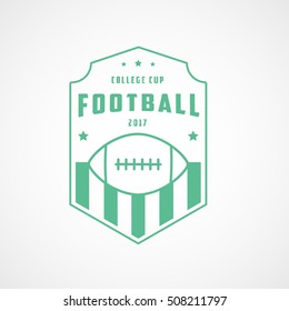 American Football Emblem Green Line Icon On White Background