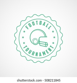 American Football Emblem Green Line Icon On White Background