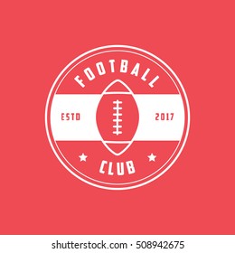 American Football Emblem Line Icon On Red Background