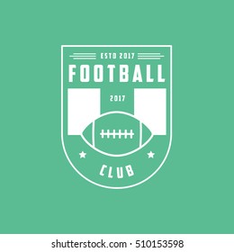 American Football Emblem Line Icon On Green Background