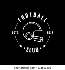 American Football Emblem Line Icon On Black Background