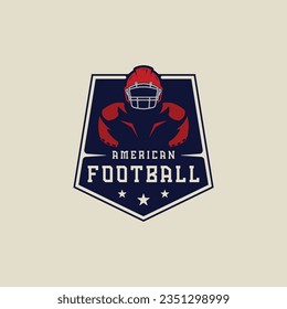 american football emblem logo vector illustration template icon graphic design. sport of helmet and body athlete sign or symbol for club or league concept with badge