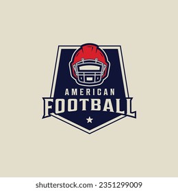 american football emblem logo vector illustration template icon graphic design. sport of helmet sign or symbol for club or league concept with badge