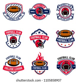 American football emblems. Design element for logo, label, sign. Vector image