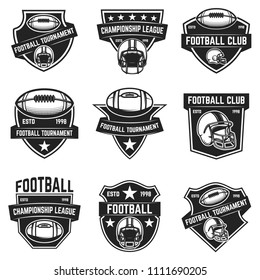 American football emblems. Design element for logo, label, sign. Vector image