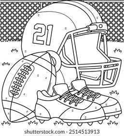 American Football Equipment Coloring Page 