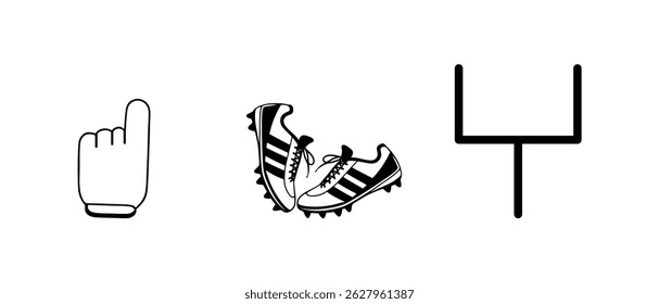 American football equipment line art isolated set
