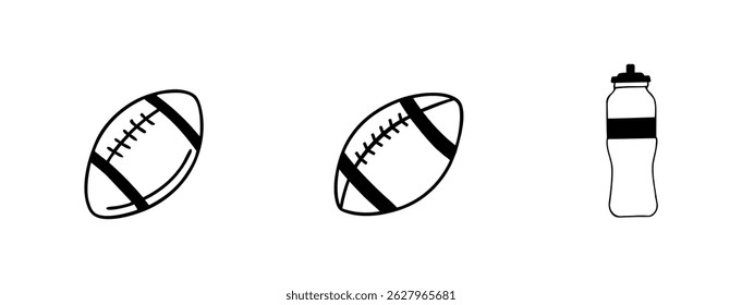 American football equipment line art isolated set