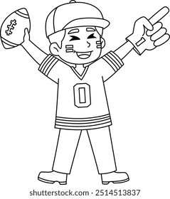 American Football Fan Isolated Coloring Page 