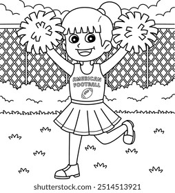 American Football Female Cheerleader Coloring Page