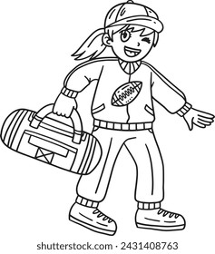 American Football Female Coach Isolated Coloring