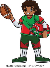 American Football Female Player Cartoon Clipart