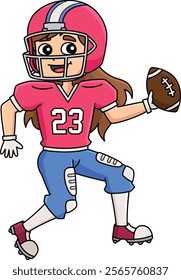 American Football Female Player Cartoon Clipart