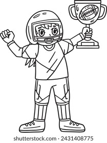 American Football Female Player Trophy Isolated 