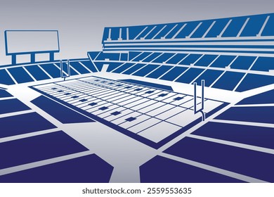 American Football Field Arena Stadium Luxury Blue Gradient Silhouette Vector