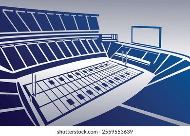 American Football Field Arena Stadium Luxury Blue Gradient Silhouette Vector