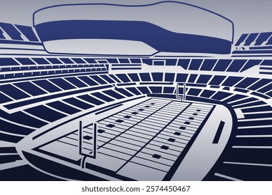 American Football Field Arena Stadium Luxury Blue Gradient Silhouette Vector