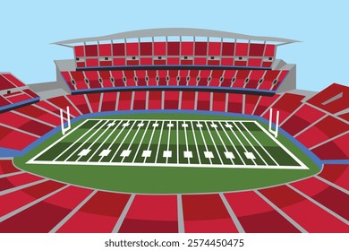 American Football Field Arena Stadium Vibrant Colored Vector