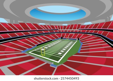 American Football Field Arena Stadium Vibrant Colored Vector