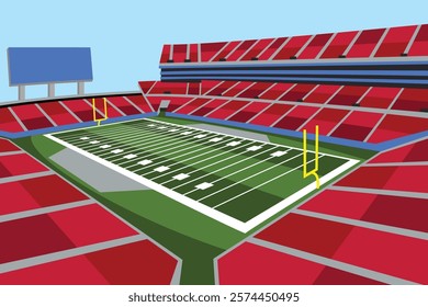 American Football Field Arena Stadium Vibrant Colored Vector