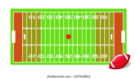 American football field with ball set. 
