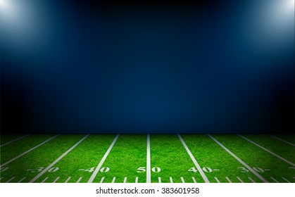  American Football field with bright stadium lights vector design