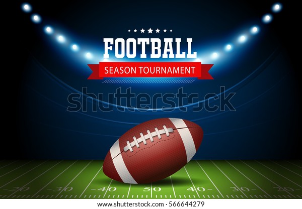 American Football Field Bright Stadium Lights Stock Vector (royalty 