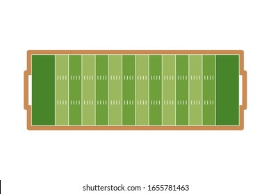 American football field. Flat striped football field illustration for web design isolated on white background.