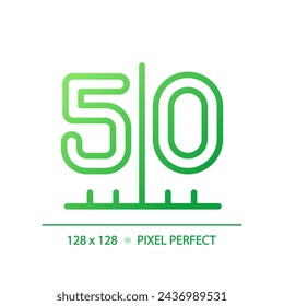 American football field gradient linear vector icon. 50 yard line. Field marks. Football game rules. Outdoor sports. Thin line color symbol. Modern style pictogram. Vector isolated outline drawing
