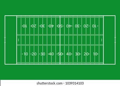 American football field. Green grass football court. Template background field for sport strategy and poster. Vector illustrator.